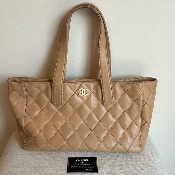 Chanel Tan Quilted Tote Bag - Picture 1 of 13